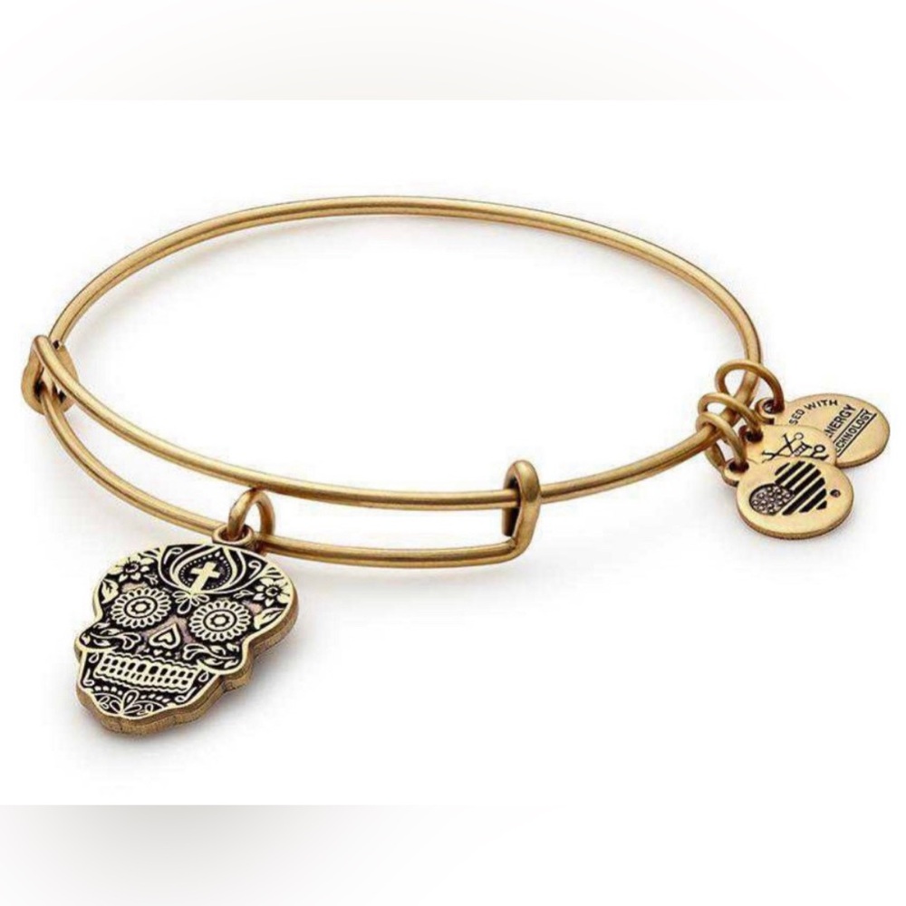 Alex and Ani - The Calavera Charm Rafaelian Gold Bracelet, Dia De Los Muertos
